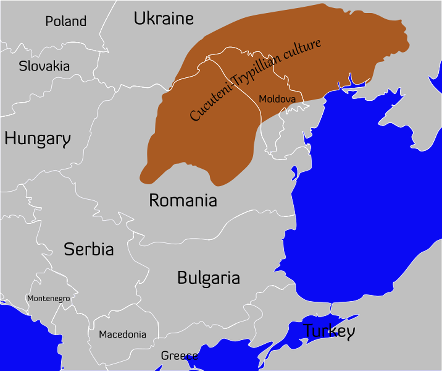 map showing extent of Cucuteni-Trypillia culture